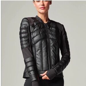 Blanc Noir Black Mesh‎ Inset Bomber Jacket